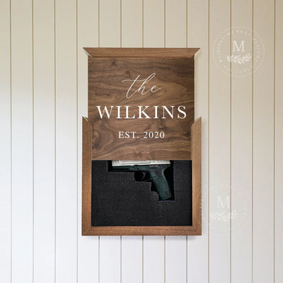 Personalized Name Wood Hidden Gun Storage Box Wood Framed Sign