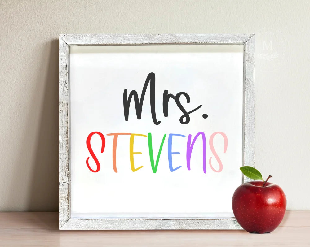 Personalized Teacher Sign Wood Framed Sign