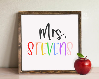 Personalized Teacher Sign Wood Framed Sign