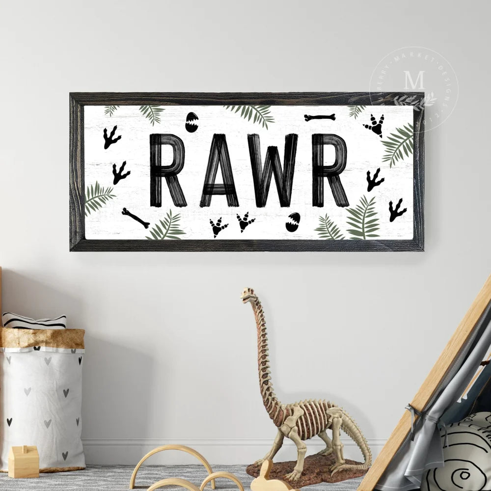 Rawr Dinosaur Sign 20X10 / Black