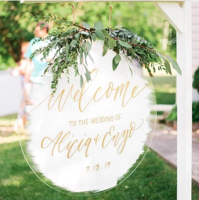 Round Acrylic Wedding Welcome Sign