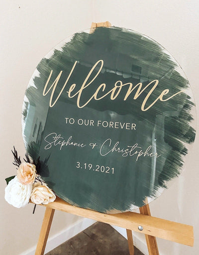 Round Acrylic Wedding Welcome Sign - Mulberry Market Designs