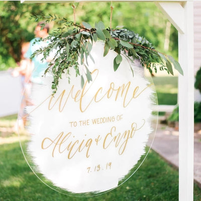 Round Acrylic Wedding Welcome Sign - Mulberry Market Designs