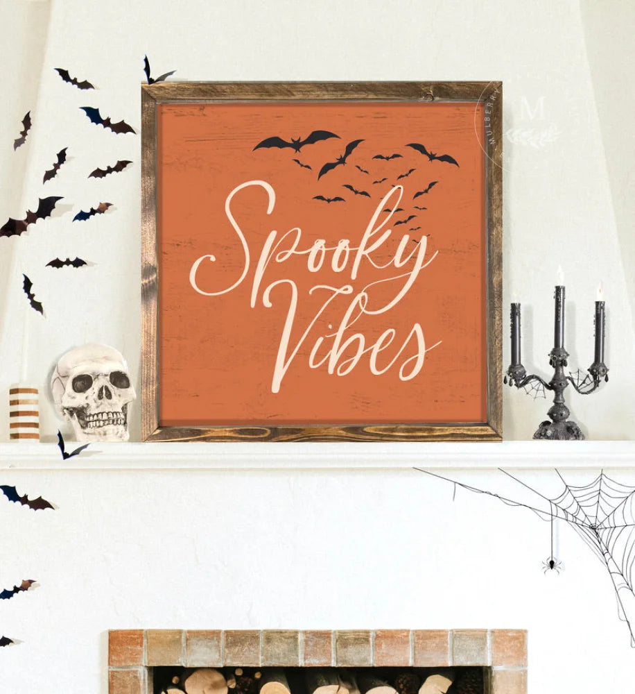 Sale Spooky Vibes Halloween Wood Framed Sign Wood Framed Sign
