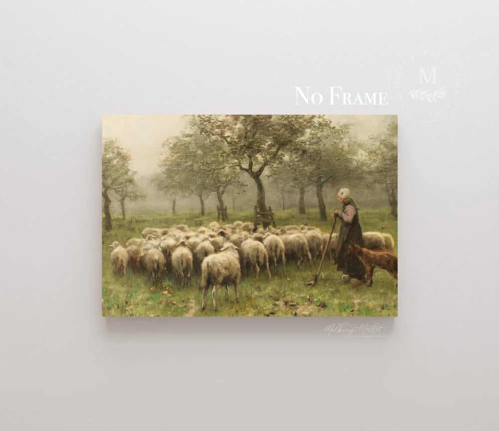 Sheep Vintage Wall Art 20X16 / No Frame Wood Framed Sign