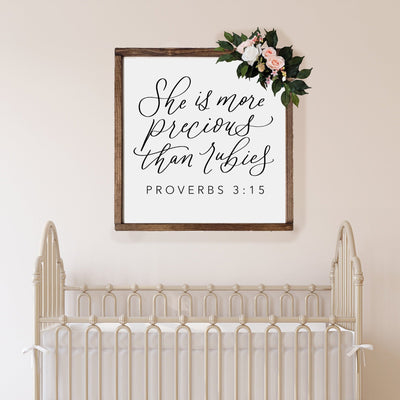 She Is More Precious Than Rubies Sign - Mulberry Market Designs