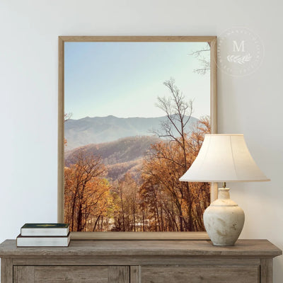 Smokey Mountains Fall Scene Framed Art Print Wood Framed Sign