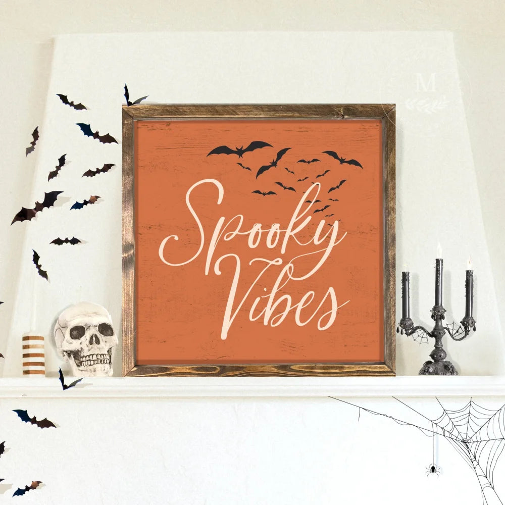 Spooky Vibes | Halloween Wood Framed Sign Wood Framed Sign