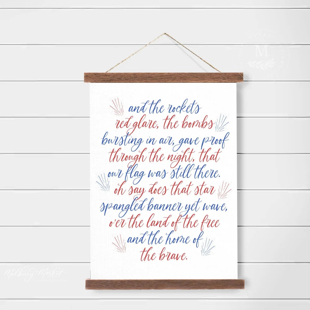 Star Spangled Banner Hanging Canvas Sign