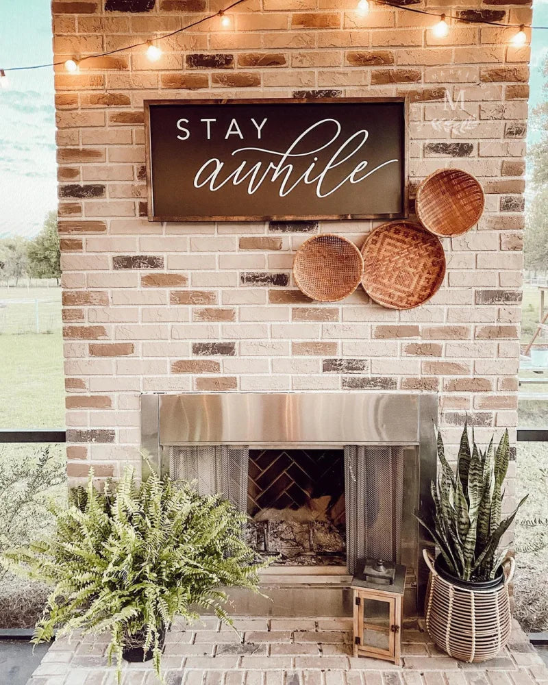 Stay Awhile Wood Framed Wall Sign Wood Framed Sign