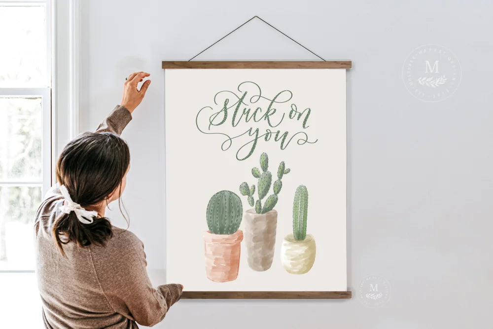 Stuck On You Cactus Canvas Wall Decor Hanging