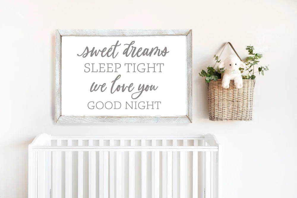 Sweet Dreams Sleep Tight Baby Nursery Sign Wood Framed Sign