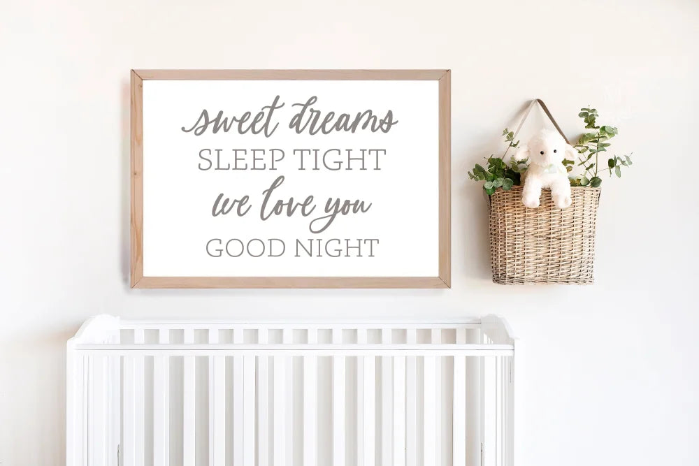 Sweet Dreams Sleep Tight Neutral Nursery Sign Wood Framed Sign