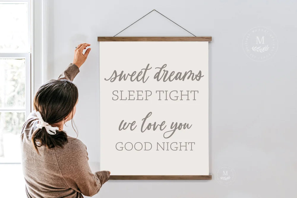 Sweet Dreams Sleep Tight Nursery Tapestry Canvas Wall Decor Hanging
