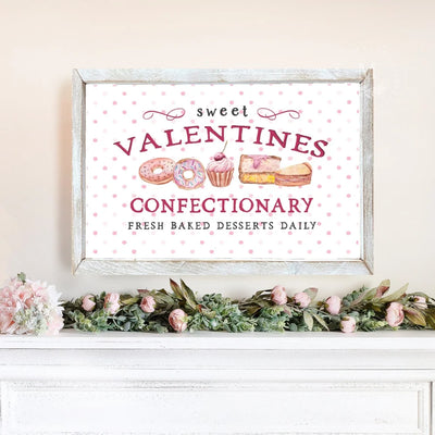 Sweet Valentines Confectionary Wall Art Wood Framed Sign
