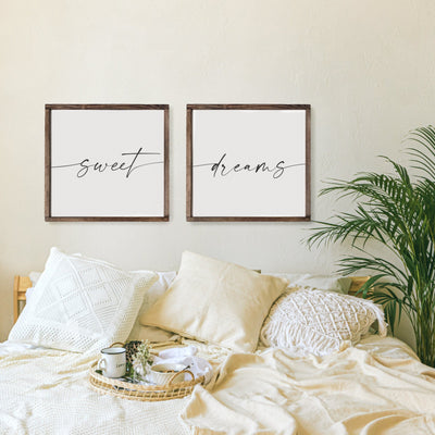 Sweet Dreams Signs | Wood Farmhouse Bedroom Signs - Mulberry Market Designs