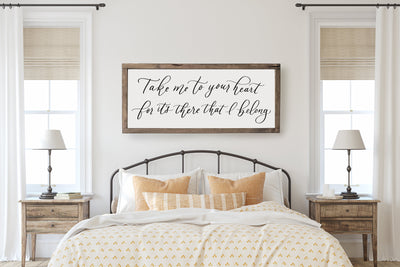Take me to your heart | Wood Framed Sign - Mulberry Market Designs