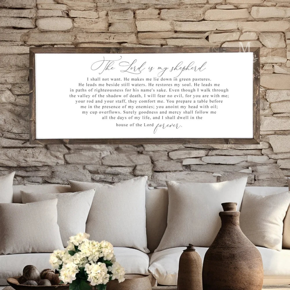 The Lord Is My Shepherd | Psalm 23 Wood Framed Sign