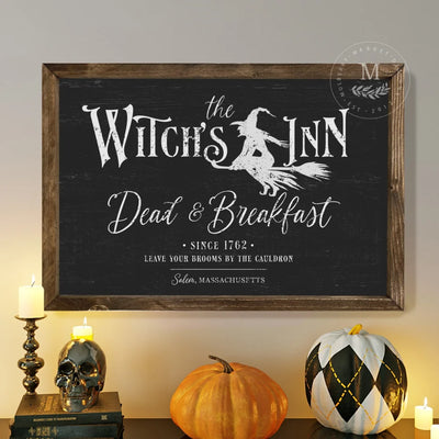 The Witchs Inn Halloween Sign Wood Framed Sign