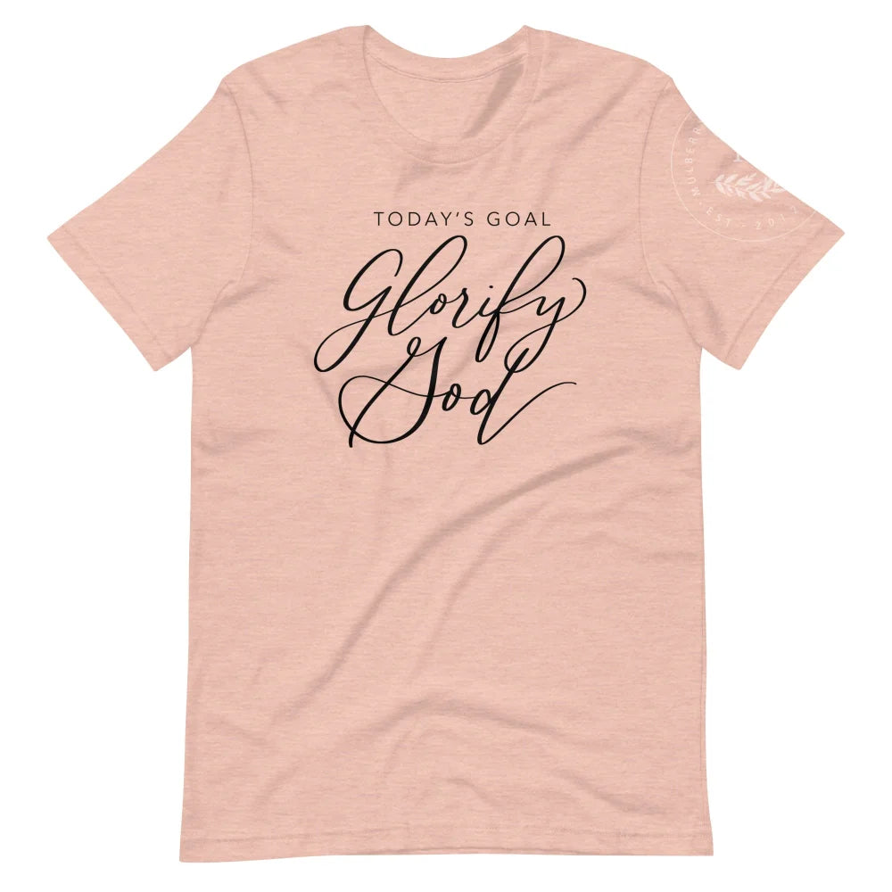 Todays Goal: Glorify God Christian Tshirt Heather Prism Peach / Xs