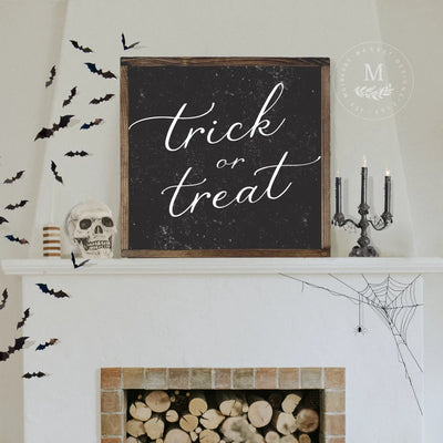 Trick Or Treat | Halloween Wood Framed Sign Wood Framed Sign