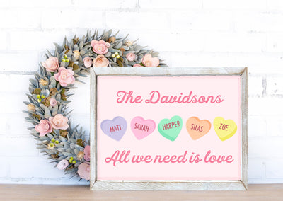 Personalized Sweethearts Family Valentines Name Sign - Mulberry Market Designs