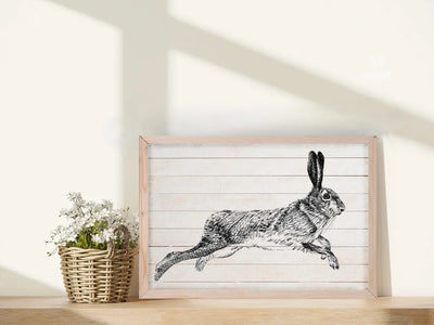 Vintage Hare Spring Farmhouse Sign 20X16 / Natural | Raw Wood Framed Sign