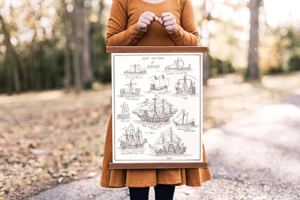 Vintage Old Types Of Ships Tapestry Canvas Wall Decor Hanging