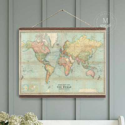 Vintage World Map Tapestry Canvas Wall Decor Hanging