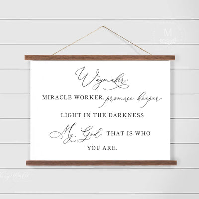 Waymaker Miracle Worker Promise Keeper Hanging Canvas Sign