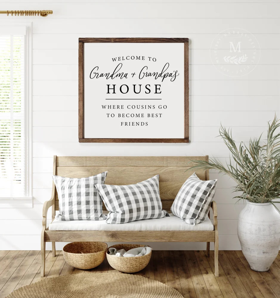 Welcome To Grandma & Grandpas House Sign Wood Framed Sign