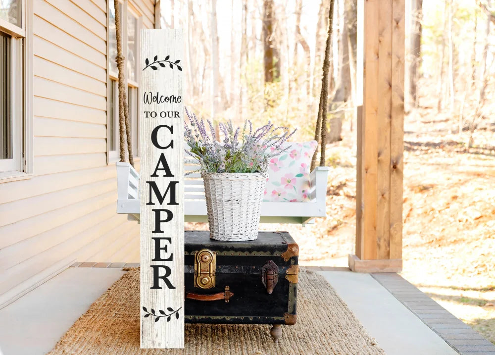 Welcome To Our Camper Wood Sign Porch