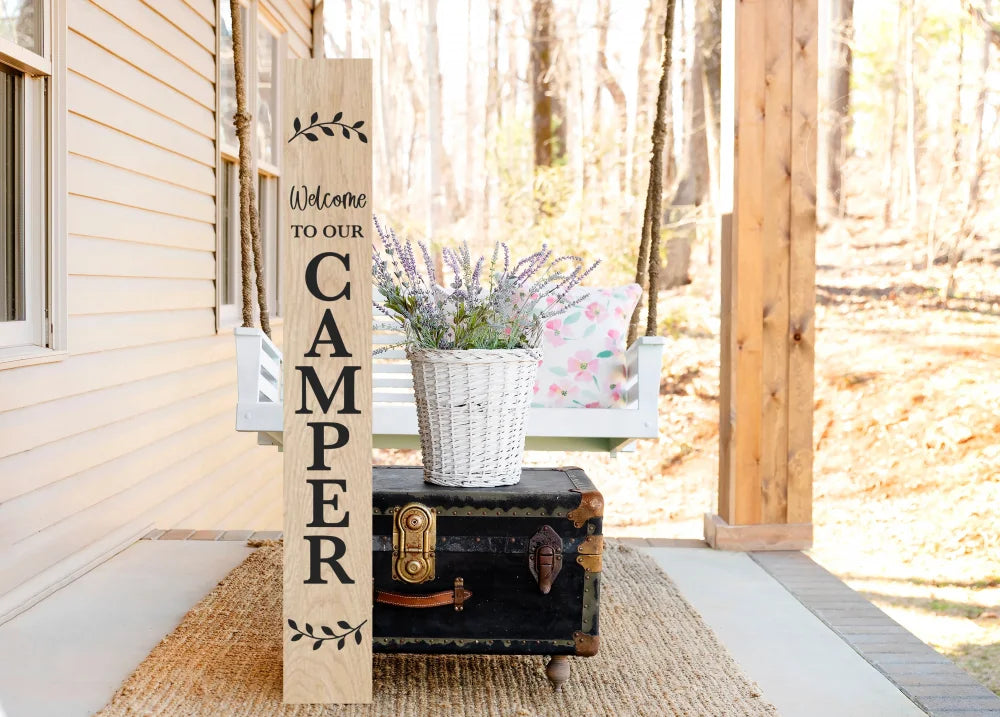 Welcome To Our Camper Wood Sign Porch