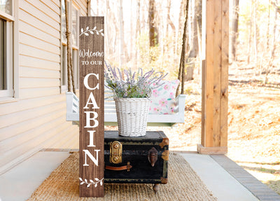 Welcome to Our Cabin Wood Porch Welcome Sign - Mulberry Market Designs