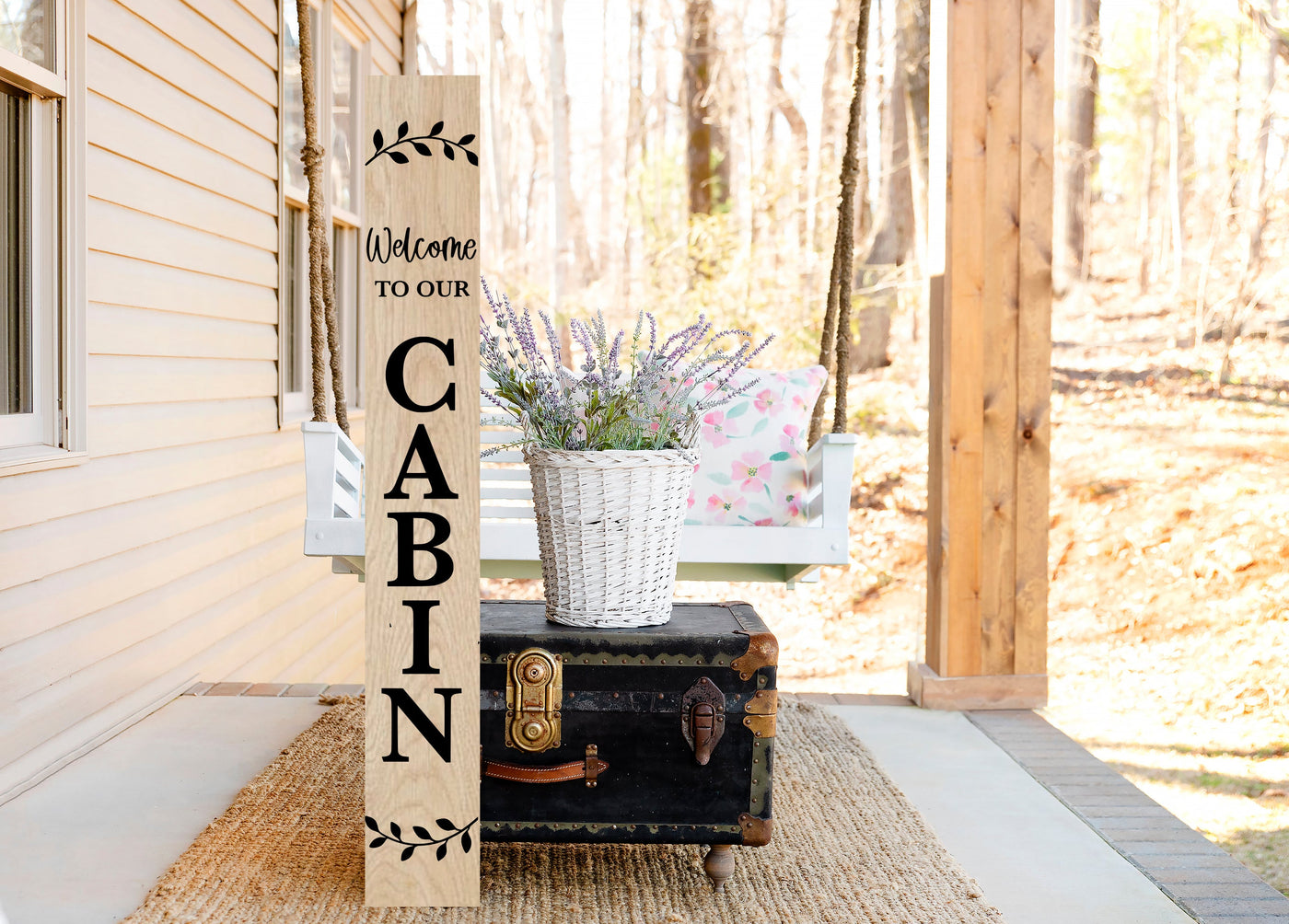 Welcome to Our Cabin Wood Porch Welcome Sign - Mulberry Market Designs