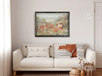Wildflowers By The Sea | Spring Wall Art 20X16 / Black Wood Framed Sign