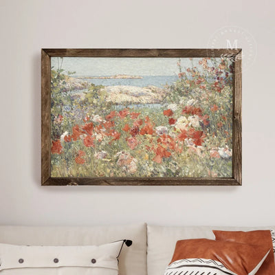 Wildflowers By The Sea | Spring Wall Art 20X16 / Walnut Wood Framed Sign