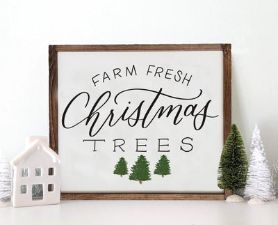 Wooden Farm Fresh Christmas Trees Sign Christmas Sign