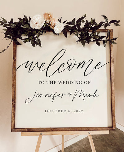 Custom Wood Framed Wedding Welcome Sign - Mulberry Market Designs
