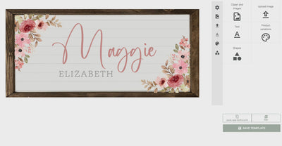Personalized Floral Nursery Sign | Girl Nursery Sign